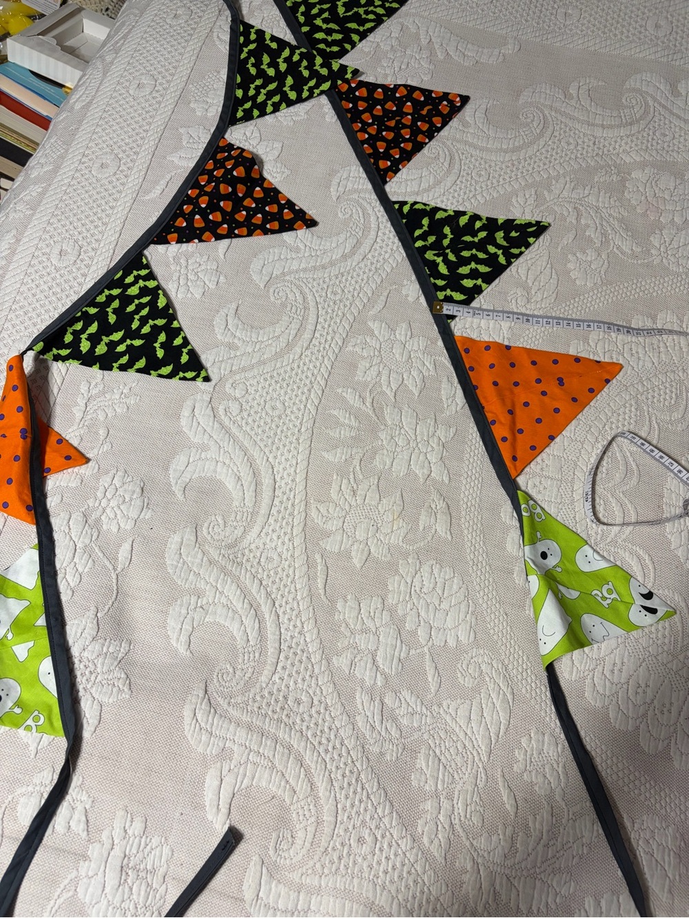 Handmade Halloween Triangle Pennant Banner - Orange & Green Like New Fall decor